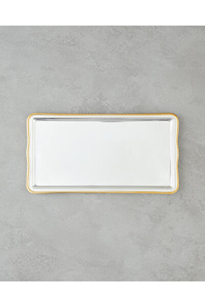 English Home Reflection Metal İkram Tepsisi 32x17 cm Gold-Silver
