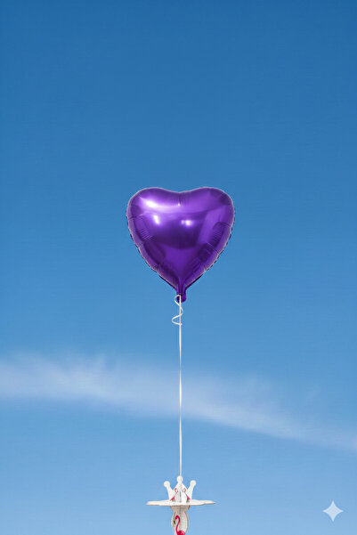 Deniz Party Store Kalp Folyo Balon 24 İnç 60 cm Mor Renk 1 Adet