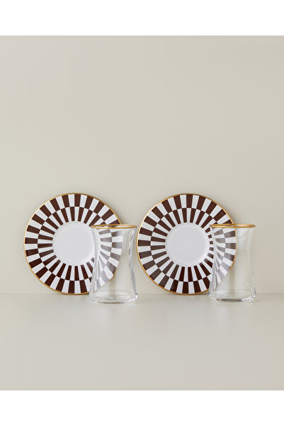 English Home Set de ceai Emberly Cam 4 piese pentru 2 persoane 165 ml maro-auriu