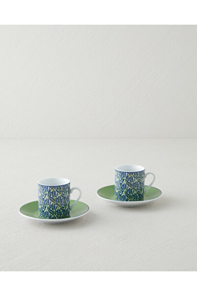 English Home طقم فناجين قهوة ميرا بورسلين 4 قطع لشخصين 80 مل أخضر