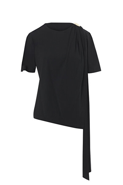 kı.we Omuzda Aksesuar Detaylı Fularlı Bluz