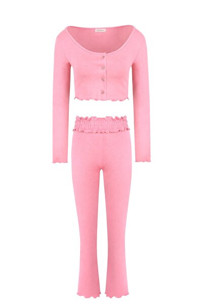 La Sarta Perla tracksuit cardigan pink set