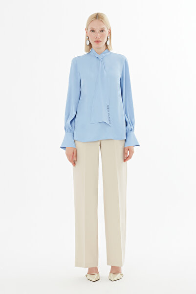 GİZİA Şal Yakalı Kolu Büzgülü Bluz