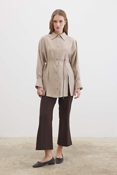 Hooopstore Gardenya Çift Dikiş Detaylı Taş Gömlek