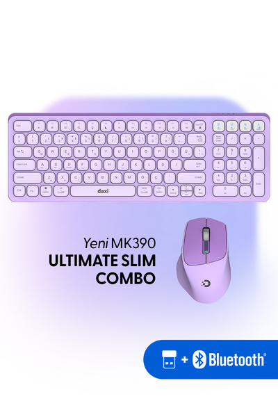 Daxi MK390 Ultimate Slim Combo Kablosuz Bluetooth Klavye Mouse Seti, Scissor-...