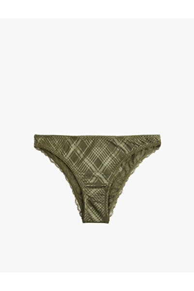 Koton Dantel Detaylı Rahat Kalıp Ekose Desenli Brazilian Külot