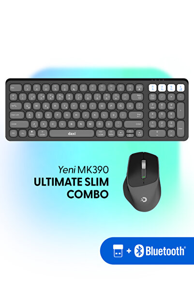 Daxi MK390 Ultimate Slim Combo Kablosuz Bluetooth Klavye Mouse Seti, Scissor-...