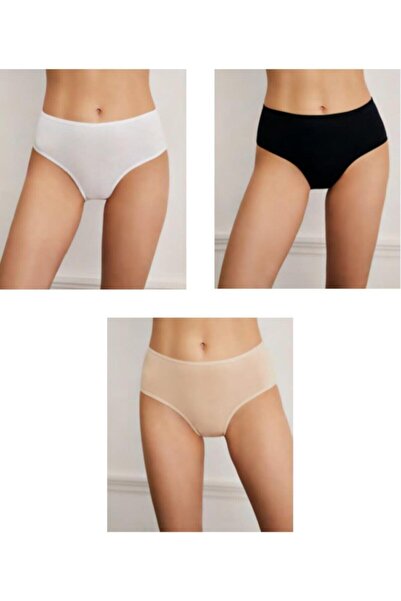 Eros Kadın Siyah-Beyaz-Ten Külot 760 5'li Yeni Sezon %100 Pamuklu