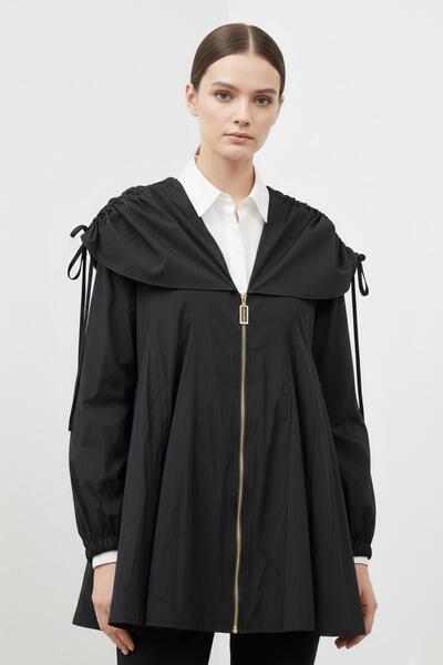 Soul سترة نسائية بتفاصيل ياقة فضفاضة -32457CKT - أسود