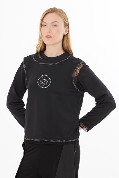 GİZİA Dikiş Detaylı Transparn Nakışlı Bluz