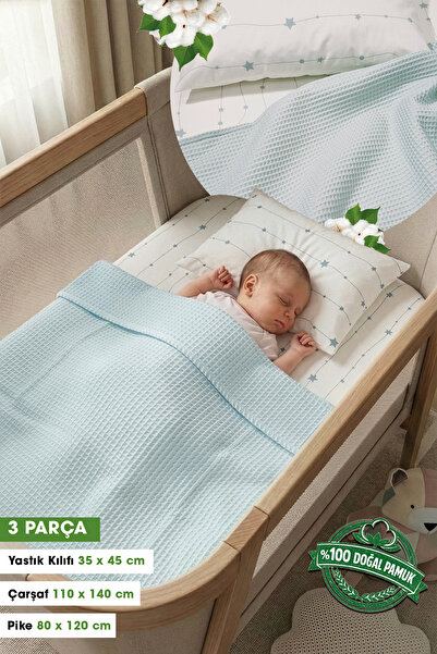 Yada Baby %100 Pamuk Poplin Waffle Bebek Pike Takımı (80 X 120 CM) (OEKO-TEX ...