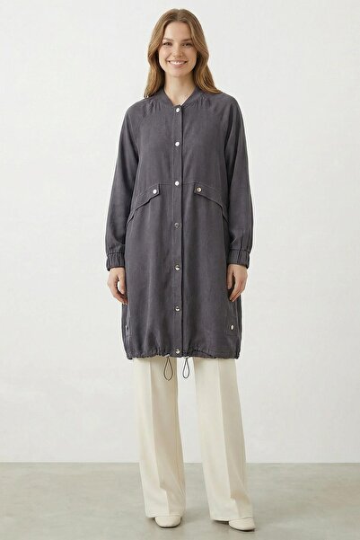 Puane Women's Button Detailed Modal Cap - 15259Kap - Brown