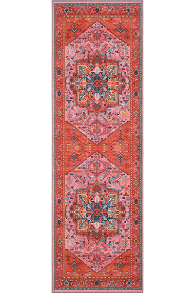 Cool Halı Beylerbeyi By 831 Kırmızı Pembe Etnik Desenli Otantik Antre Hol Kor...