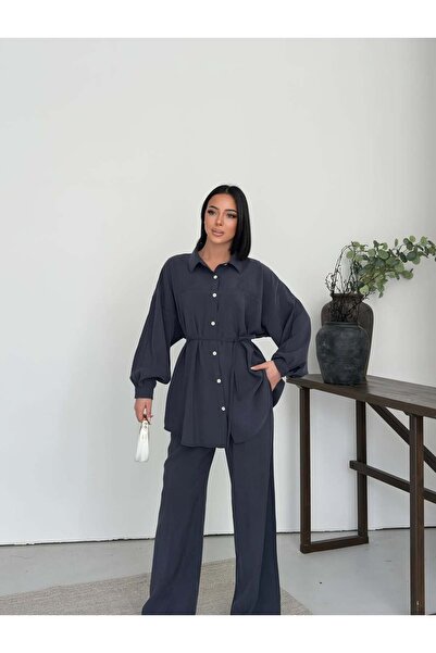 Tarzımızbir Shirt Set with Bottom and Top Pieces Tensel Cupra Fabric Is Suita...