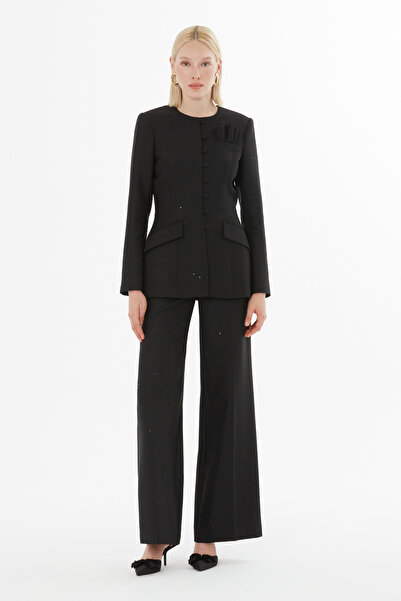 GİZİA Kruvaze Kapamalı Kemerli Ceket ve Pantolonlu Takım