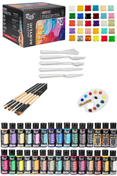 GLANCE Rich Mastermix Akrilik Boya 60 Cc Süper Set 30 +Boya Sanat Seti Fırça
