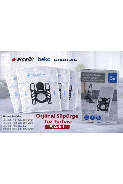 Arçelik Kanguru S 4120 Original Vacuum Cleaner Dust Bag (Original Yd Part 5 P...
