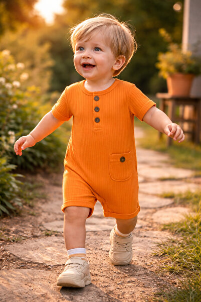 GMG Baby بذلة من القماش المضلع مع جيوب بأزرار