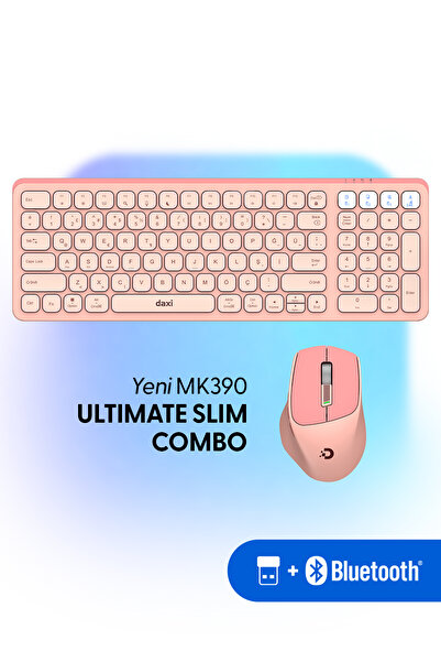 Daxi MK390 Ultimate Slim Combo Kablosuz Bluetooth Klavye Mouse Seti, Scissor-...
