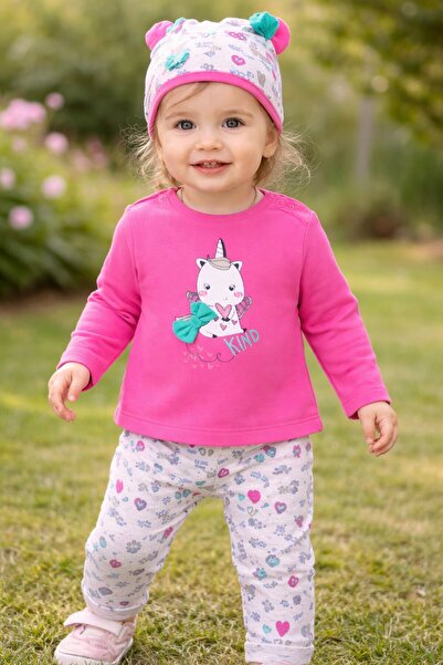 Cansın Mini طقم بناتي بطبعة وحيد القرن مع قبعة بادي 17371