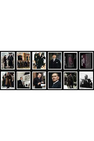 statik kağıt Σετ αφίσες Ατατούρκ 12 τεμαχίων με στατική ηλεκτρική ενέργεια 20...