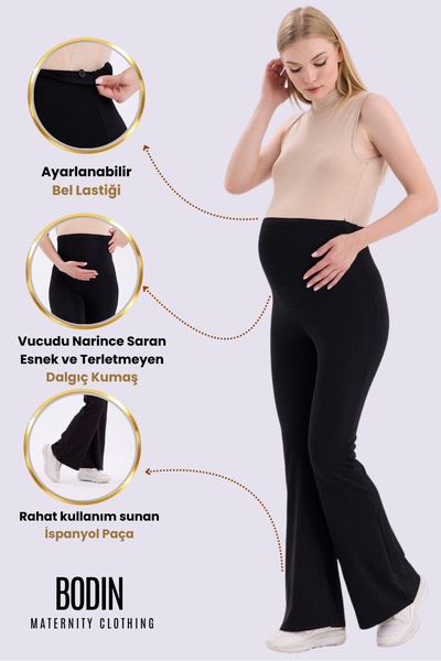 bodin Flexibilní zotavovací těhotenské legíny - rozšířená noha, nastavitelný pas