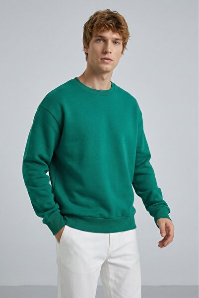 MAXIMILLIAN Erkek %100 Pamuk Oversize Bisiklet Yaka Basic 3 İplik Kumaş Şardo...