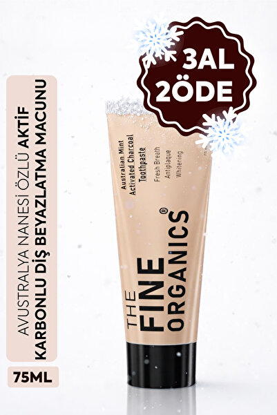 THE FINE ORGANICS Avustralya Nanesi Özlü Beyazlatıcı Aktif Karbon Diş Macunu,...