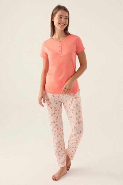 Arnetta Women's Salmon Short Sleeve Pajama Set