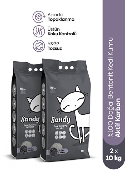 Sandy Aktif Karbonlu Ekstra Topaklanan Kedi Kumu 2x10kg
