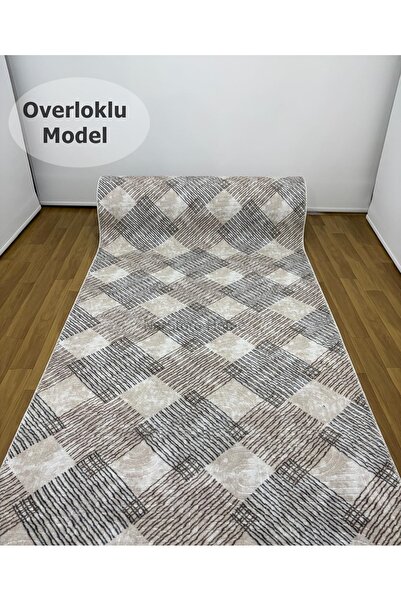 NaRStore Home Krem Kahverengi Modern Kaymaz Taban Yıkanabilir Kesme Yolluk Halı
