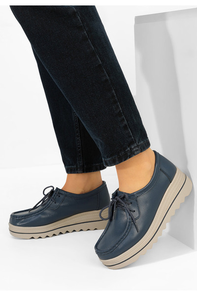 B T Shoes Mocasini dama cu platforma Evelinia navy
