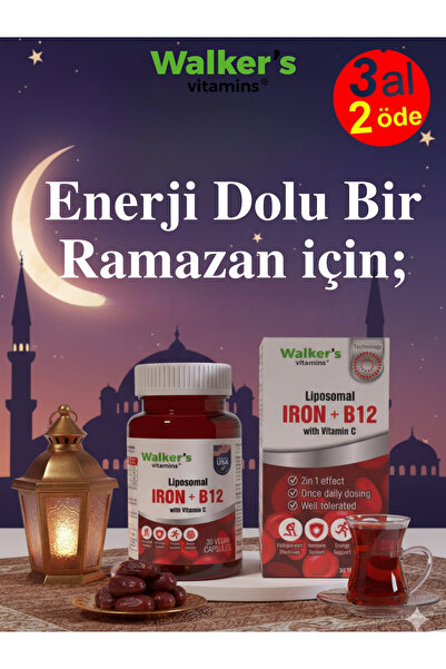 Walkers Lipozomal B12 Demir C vitamini Methylcobalamin ( Metilkobalamin ) Kro...