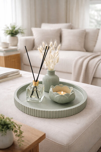 Sisay Home Premium Dekoratif Tepsi Seti | Tealight Mumluk – Oda Kokusu – Vazo...