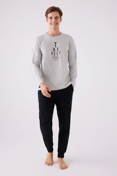 Arnetta Men's Gray Long Sleeve Pajama Set