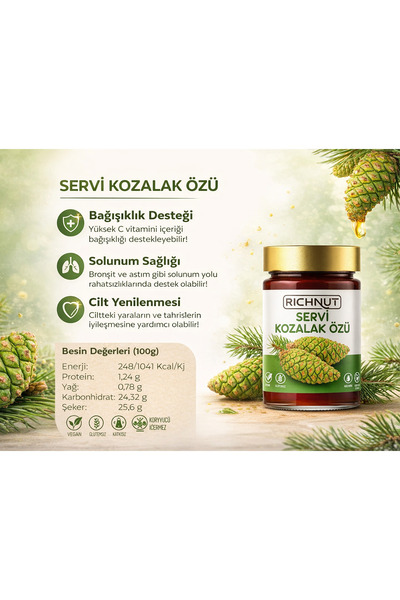 RİCHNUT Servi Kozalak Özü (Katkı, Koruyucu, Renklendirici İÇERMEZ)