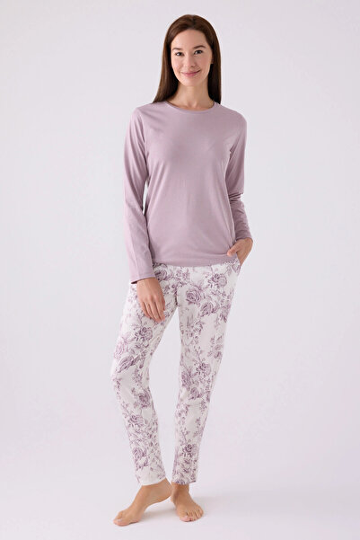 Arnetta Set de pijamale mov cu mânecă lungă pentru femei