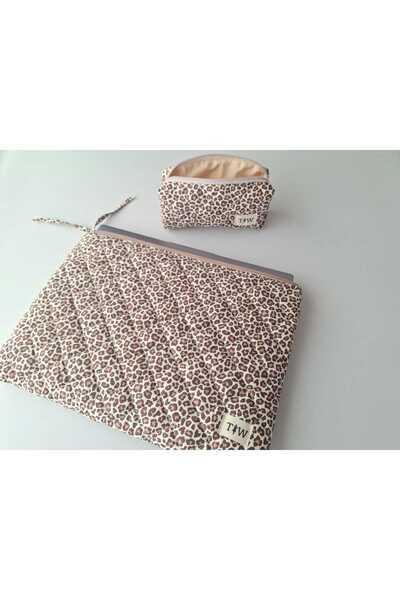 TALL WAY Set husă pentru laptop leopard - husă pentru stilou (15-16 inchi)