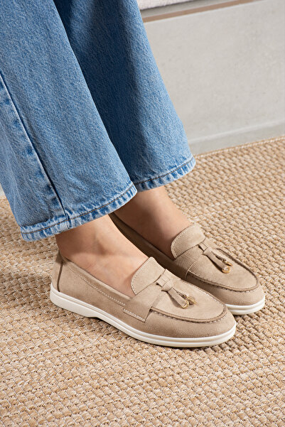Pazzyonez Γυναικεία μπεζ κρεμ σουέντ καθημερινά άνετα παπούτσια Oxford Casual...