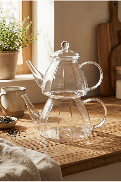 ERKUGO إبريق شاي صغير من زجاج البوروسيليكات سعة 400+800 مل مع غطاء زجاجي مقاو...