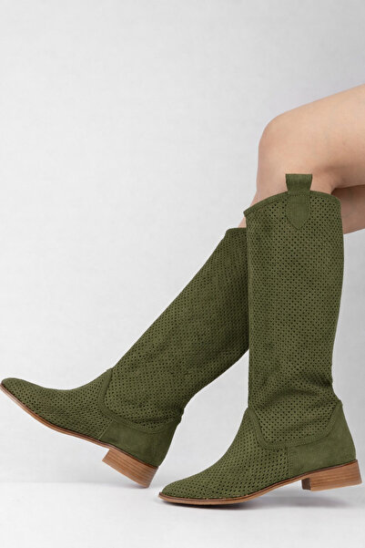 POTEEN Ptc Marylan Women's Cowboy Green Short Heel Summer Boots-Minty-Green