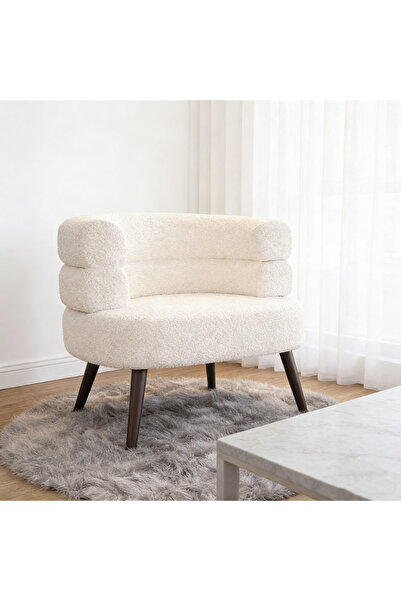 Evatilyoo Upholstered Round Barrel Chair, Lamb Velvet Single Lazy Sofa, Makeu...