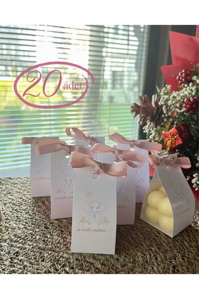 glow-candle by you Sarı Kişiye Özel 20 Adet El Yapımı ve Fiyonklu Bubble Mum-...