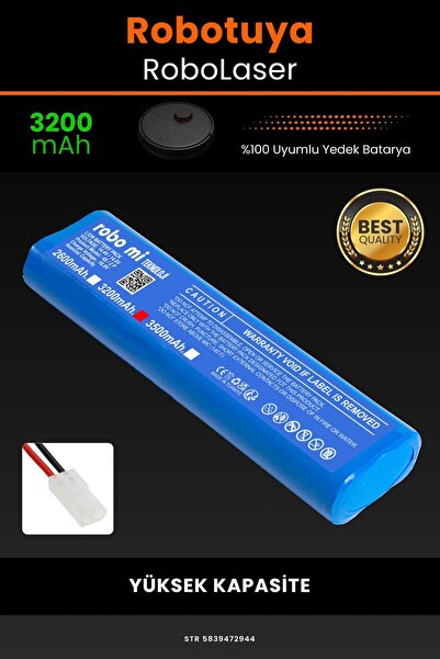 robo mi Robotuya RoboLaser 3200mAh Robot Süpürge Bataryası - Gerçek Kapasite,...