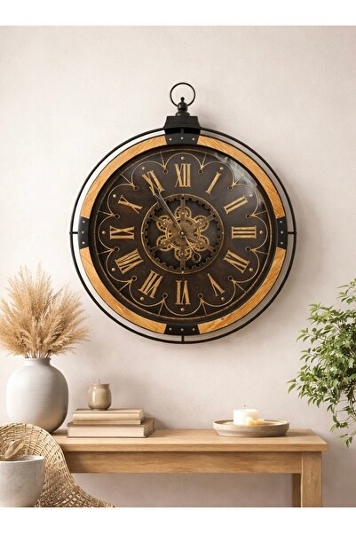 MARS CONCEPT Büyük Duvar Saati 70 cm Metal | Hareketli Çark Mekanizmalı Dekor...