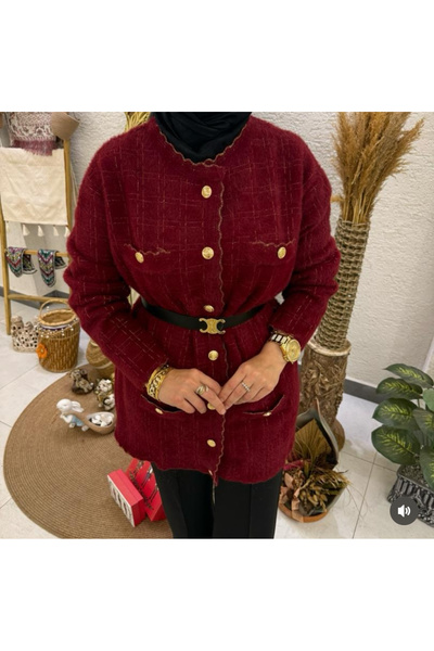 BZ BUTİK Πλεκτή ζακέτα με μαλακή υφή και λεπτομέρεια από χρυσά κουμπιά