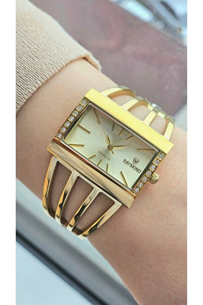 Raymond RYM-1142 QUARTZ KABURGA MODELİ KADIN KOL SAATİ - 2 YIL GARANTİ GOLD