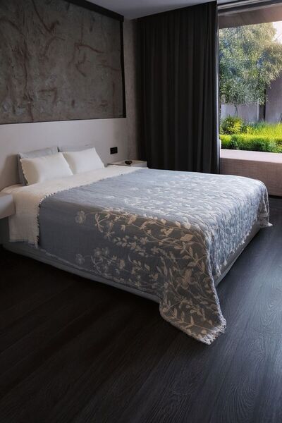 Ascotton Jakarlı Dolgulu Müslün %100 Pamuk Çift Kişiilik Yatak Örtüsü