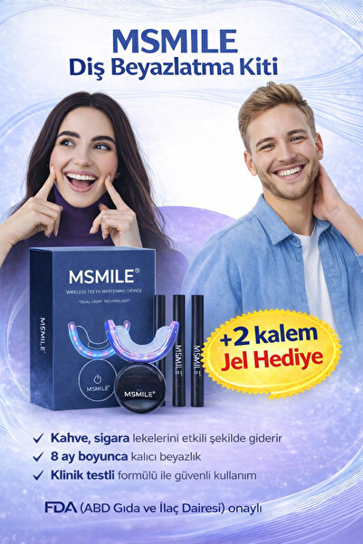 M SMİLE UV STERILIZASYON KUTULU DİŞ BEYAZLATMA KiTi 32 Led ışıklı (2 Kalem Je...