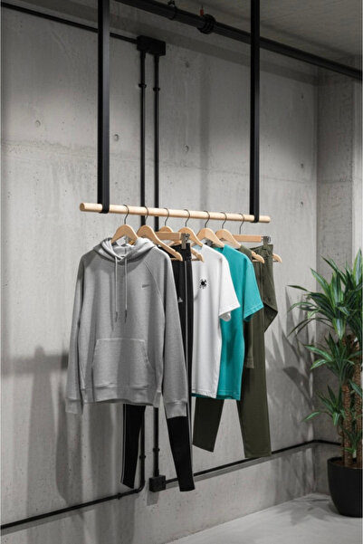 THE SIMPLE STYLE Suni Deri Detaylı Çok Amaçlı Tavan Askısı - 100cm - Siyah